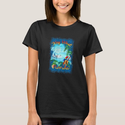 Key West Florida Beach Island Vacation Parrot T-shirt (Voorkant)