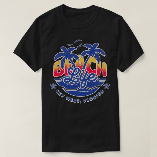Key West Florida Beach Life Palm Trees Waves Beach T-shirt (Design voorkant)
