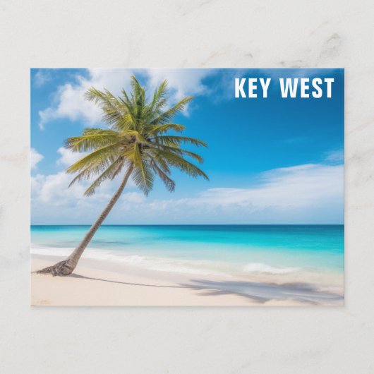 Key West Florida Beach Ocean Palm Tree Travel Briefkaart (Voorkant)