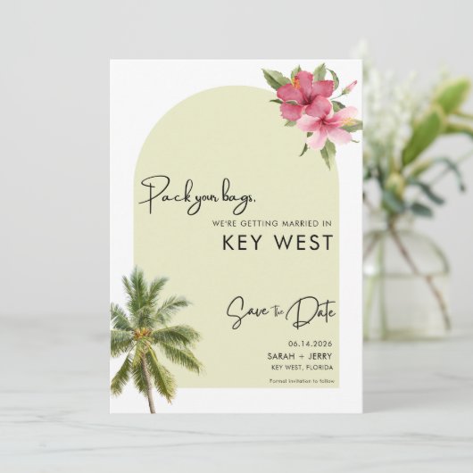 Key West Florida Bestemming Bruiloft Save The Date (Staand voorkant)