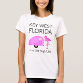Key West Florida Camping Theme Roze Flamingo T-shirt (Voorkant)