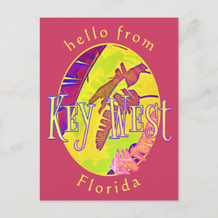 Key West Florida Colorful Tropical Palm Leaf Briefkaart