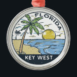 Key West Florida  embleem Metalen Ornament<br><div class="desc">Key West vector art ontwerp. Key West is een eilandstad in de Verenigde Staten en maakt deel uit van de Florida Keys-archipel.</div>