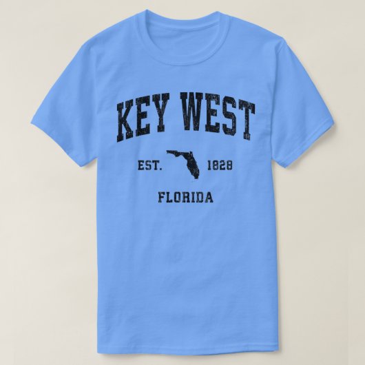 Key West Florida FL  Athletic Black Sports T-shirt (Design voorkant)