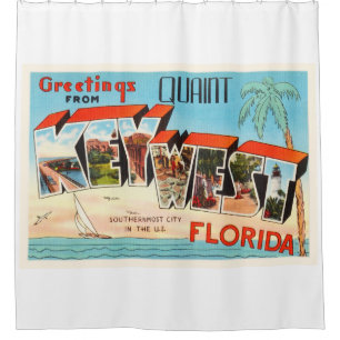 Key West Florida FL Old Vintage Travel Souvenir Douchegordijn