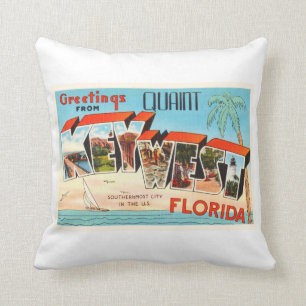 Key West Florida FL Oude Vintage Reis Souvenir Kussen