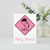 Key West Florida Flamingo Oversteek bord Briefkaart (Staand voorkant)