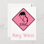 Key West Florida Flamingo Oversteek bord Briefkaart (Voorkant / Achterkant)