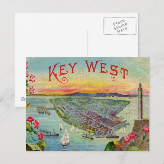 Key West Florida  Illustratie Briefkaart (Voorkant / Achterkant)
