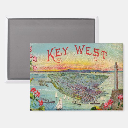 Key West Florida  illustratie Magneet (Voorkant / Achterkant)