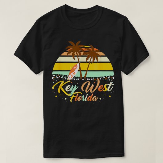 Key West Florida Keys Retro 70s Beach Vaca T-shirt (Design voorkant)