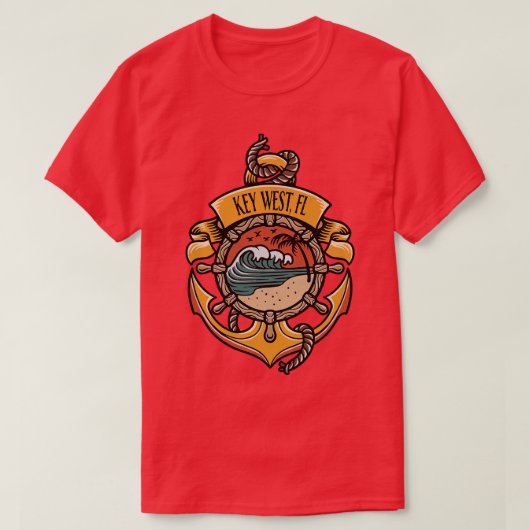 Key West Florida Keys Varen Vissend Zeilstrand T-shirt (Design voorkant)