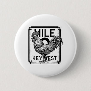 Key West Florida Kip Retro Mijl 0 Haan Mijl Ronde Button 5,7 Cm