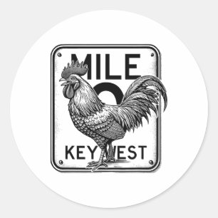Key West Florida Kip Retro Mijl 0 Haan Mijl Ronde Sticker