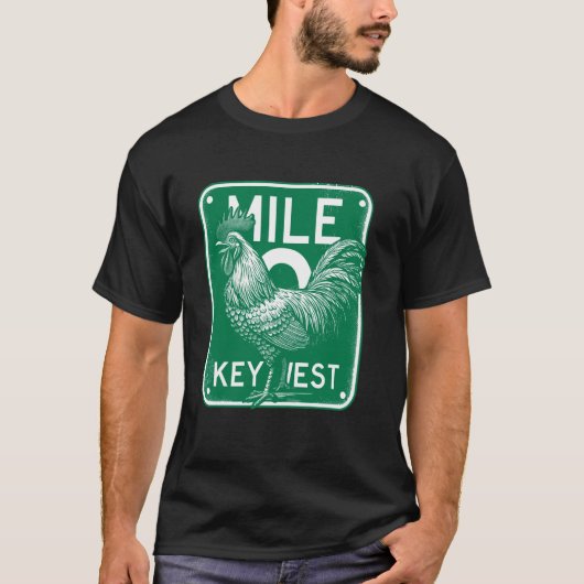 Key West Florida Kip Retro Mile 0 Haan Mile T-shirt (Voorkant)