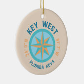 Key West Florida Latitude en Lengtegraad Keramisch Ornament (Rechts)