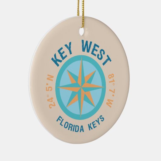 Key West Florida Latitude en Lengtegraad Keramisch Ornament (Rechts)