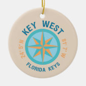 Key West Florida Latitude en Lengtegraad Keramisch Ornament (Voorkant)