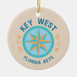 Key West Florida Latitude en Lengtegraad Keramisch Ornament