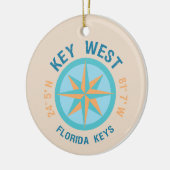 Key West Florida Latitude en Lengtegraad Keramisch Ornament (Links)