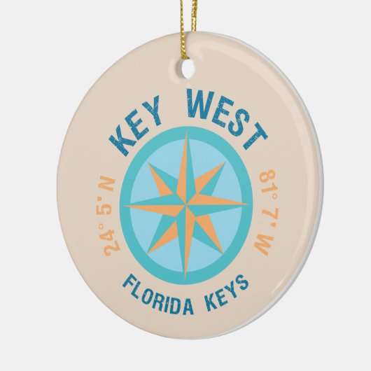 Key West Florida Latitude en Lengtegraad Keramisch Ornament (Links)