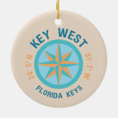 Key West Florida Latitude en Lengtegraad Keramisch Ornament (Achterkant)
