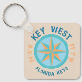 Key West Florida Latitude en Lengtegraad Sleutelhanger (Voorkant)