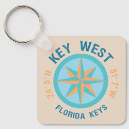 Key West Florida Latitude en Lengtegraad Sleutelhanger