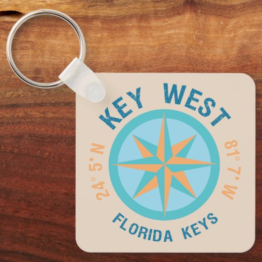 Key West Florida Latitude en Lengtegraad Sleutelhanger (Voorkant)