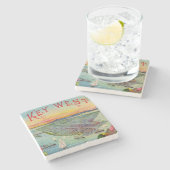 Key West Florida luchtuitzicht kunst Stenen Onderzetter (Zijkant)