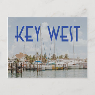 Key West Florida marina foto met boten Briefkaart
