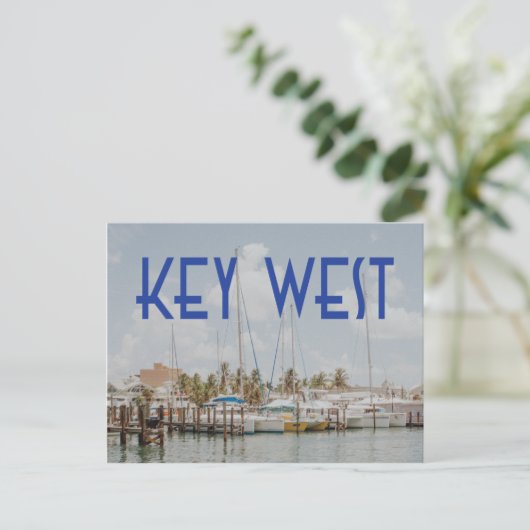 Key West Florida marina foto met boten Briefkaart (Staand voorkant)