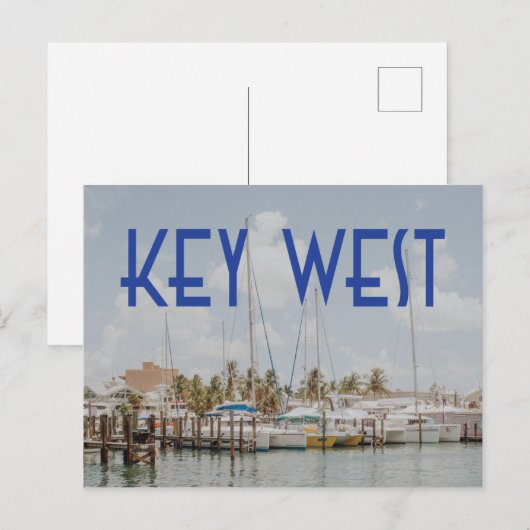 Key West Florida marina foto met boten Briefkaart (Voorkant / Achterkant)