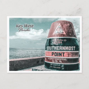 KEY WEST FLORIDA - MEEST ZUIDELIJKE PUNT BOEI BRIEFKAART