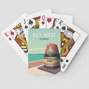 Key West Florida Mile Zero Vintage Reizen Pokerkaarten