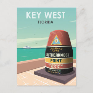 Key West Florida Mile Zero Vintage Travel Briefkaart