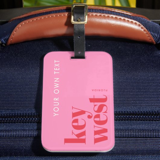 Key West Florida moderne typografie roze Bagagelabel (Voorkant Insitu 2)