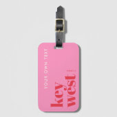 Key West Florida moderne typografie roze Bagagelabel (Voorkant (verticaal))