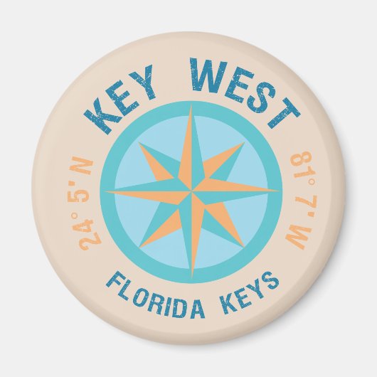 Key West Florida Nautical Pictogram Latitude Lengt Magneet (Voorkant)