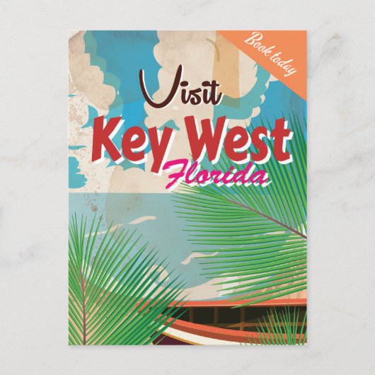 Key West, Florida Oude Reisposter Briefkaart (Voorkant)