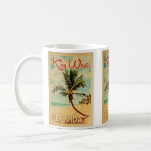 Key West Florida Palm Tree Beach Vintage Travel Koffiemok