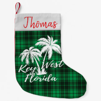 Key West Florida Palm Trees Beach Green Plaid Kleine Kerstsok