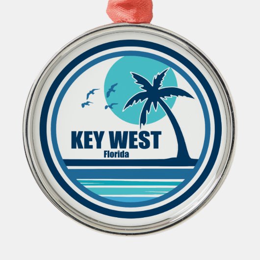 Key West Florida Palmboom Vogels Metalen Ornament (Voorkant)