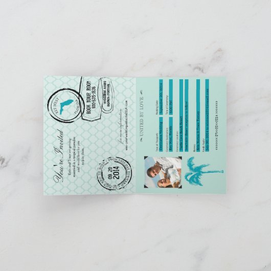 Key West Florida Passport bruiloft uitnodiging (Binnen)