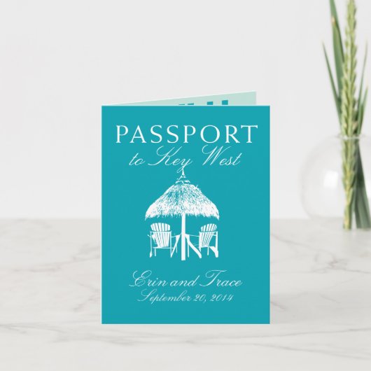 Key West Florida Passport bruiloft uitnodiging (Voorkant)