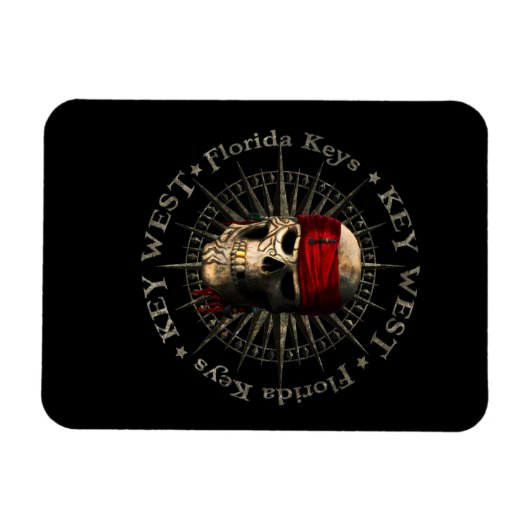 Key West Florida Pirate Skull Magneet (Horizontaal)