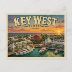 Key West Florida Reis in Retro Stijl Briefkaart