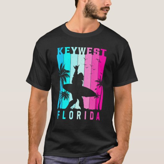 Key West Florida Retro Beach Sunset Zomervibes A T-shirt (Voorkant)