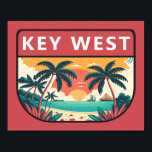 Key West Florida Retro Embleem Poster<br><div class="desc">Key West vector art ontwerp. Key West is een eilandstad in de Verenigde Staten en maakt deel uit van de Florida Keys-archipel.</div>
