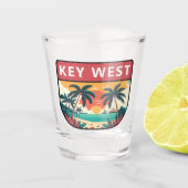 Key West Florida Retro Embleem Shot Glas (Voorkant)